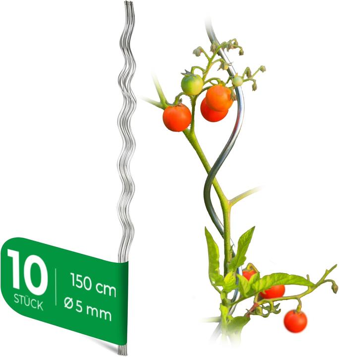 Novatool 10 Tomatenstbe 150 cm x 5 mm  Tomatenspiralstbe verzinkt  Rankstbe Tomatenstangen 150cm Tomaten R (0.50 cm)