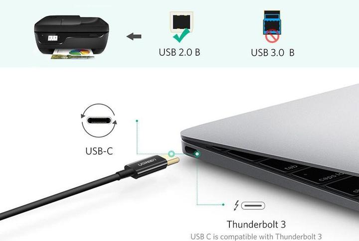 Produktbild Ugreen Usb Typ C – USB Typ B (1 m, USB 2.0)
