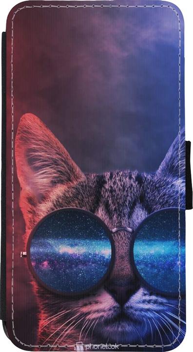 Produktbild PhoneLook Hülle Wallet schwarz Red Blue Cat Glasses (Apple iPhone XS Max)