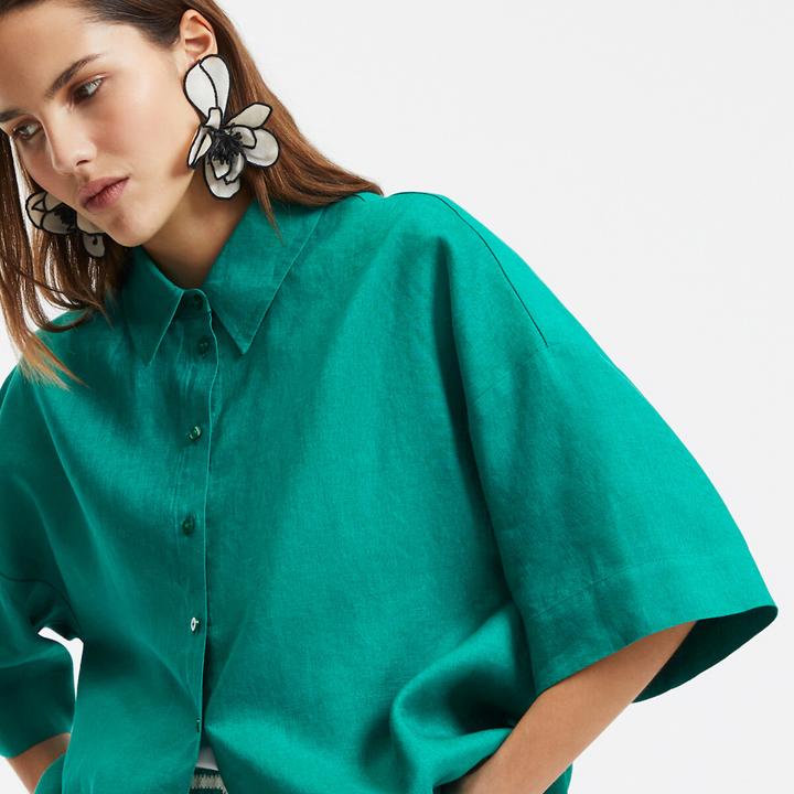 Produktbild La Redoute Collections Leinenhemd mit weiten Ärmeln und Ellenbogen Signature (S)
