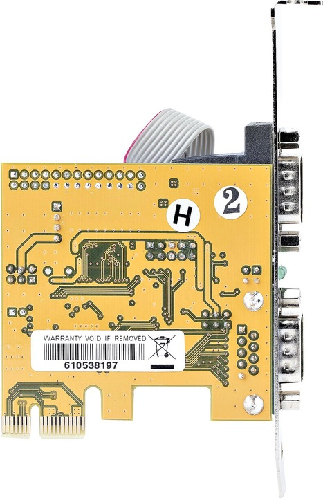 Produktbild StarTech com 2-Port PCI Express Serial Card, Dual Port PCIe to RS232 (DB9) Serial Card, 16C1050 UART (0.07 m, Industriekabel)