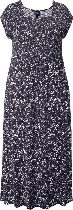 Image du produit Ulla Popken Robe smockée avec motif noeuds, décolleté carré et manches courtes, coupe évasée (60)