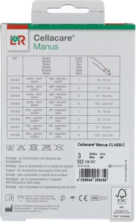Nährwerte und Zutaten Cellacare Manus Classic Grösse 3 links