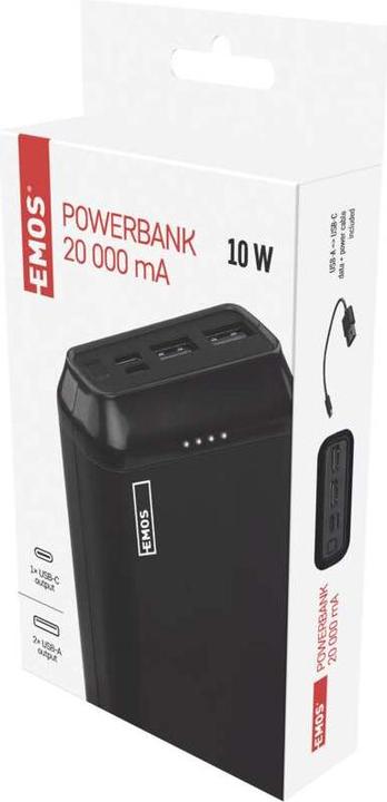 Immagine prodotto Emos Powerbank Alpha2 20, 20000 mAh, 10 W, nero (20000 mAh, 10 W, 74 Wh)