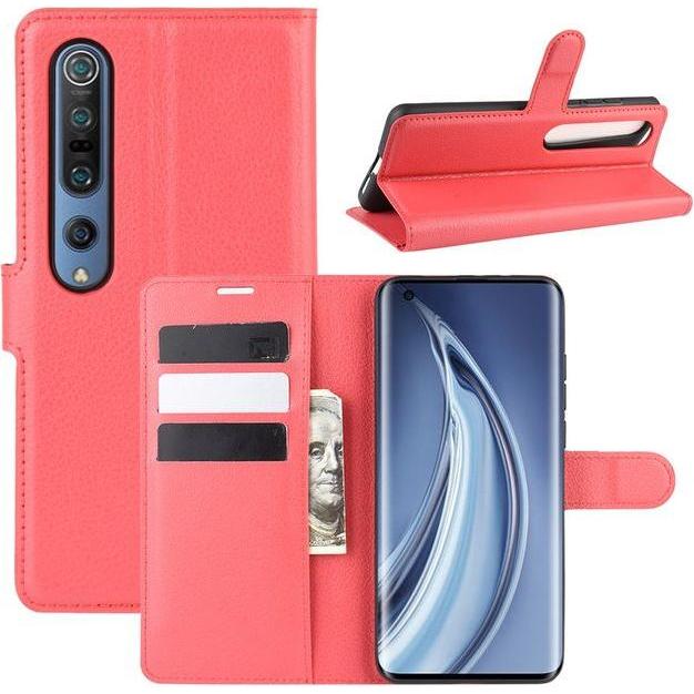 Thumbnail - MU Classic Litchi Leder Bookcover Series (Xiaomi Mi 10 Pro, Xiaomi Mi 10i), Smartphone Hülle, Rot