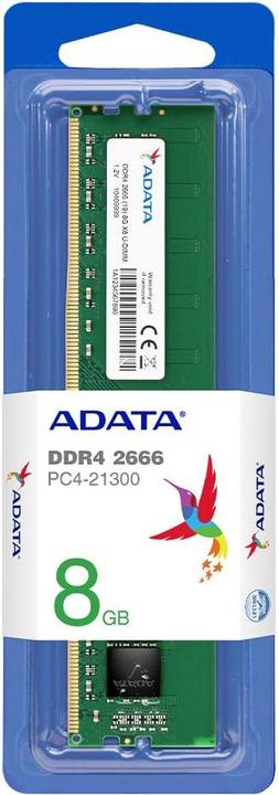 Image du produit Adata 8 Go de mémoire UDIMM 2666 Mhz (1 x 8GB, 2666 MHz, RAM DDR4, DIMM)