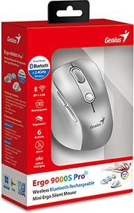 Actual product image Genius Ergo 9000S Pro/Ergonomická/Optická/Pro praváky/2 400 DPI/Bezdrátová USB + Bluetooth/Stříbrná (Wireless)