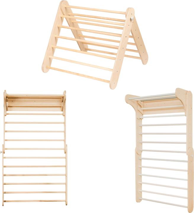 Immagine prodotto Leg&go Set di arrampicata svedese a parete e a triangolo 2in1 in legno naturale