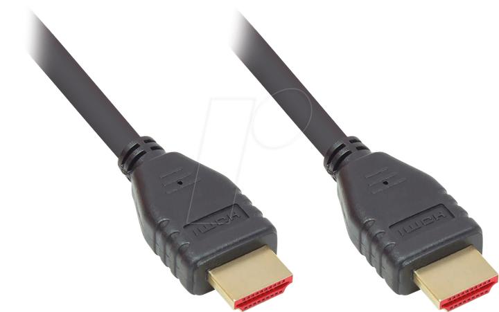 Image du produit Good Connections Câble HDMI 2.1 ultra-haute vitesse, 8K UHD-2 / 4K UHD, contacts dorés, CU, noir, 2m, Good Conn (2 m, HDMI, 2.1)