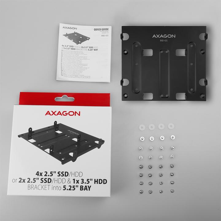 Actual product image Axagon RHD-225 mounting frame for 4x 2.5"/2x 2.5" + 1x 3.5" in 5.25" slot