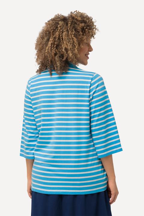 Produktbild Ulla Popken Poloshirt, Ringel, V-Ausschnitt, 3/4-Arm (46, 48)