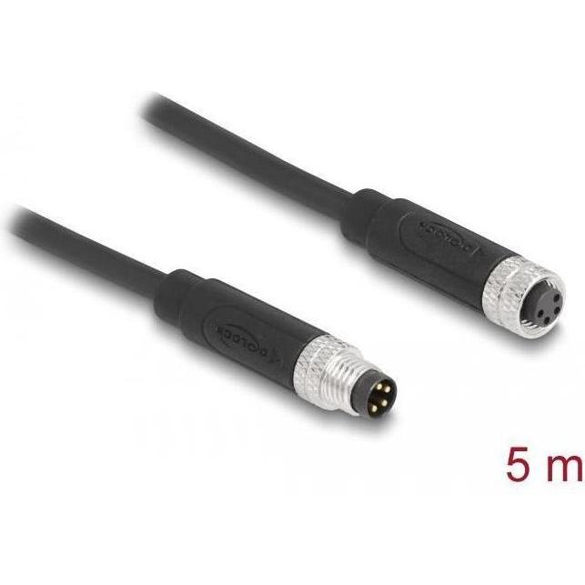 Thumbnail - Delock M8 4 Pin Kabel St zu Bu A-kodiert 5m (STP, 5 m), Netzwerkkabel