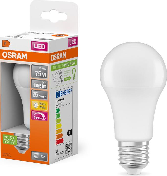 Produktbild Osram Led Superstar Classic A (E27, 75 W, 1055 lm, 1 x, F)