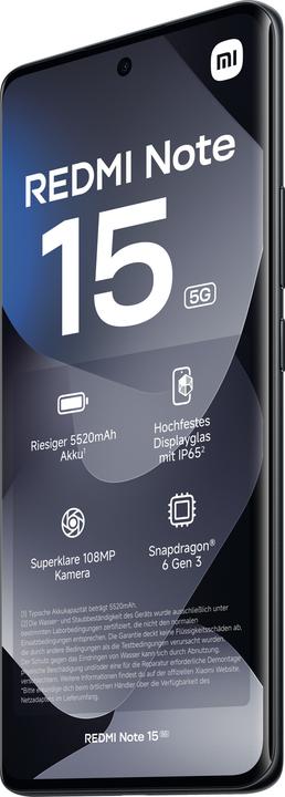 Immagine prodotto Xiaomi REDMI Note 15 5G (256 GB, Nero, Nero, 6.77", Doppia SIM, 5G)