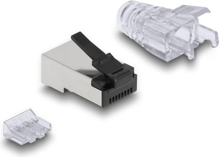 Delock RJ45 modular plug with robust snap-in lug Cat.6 and bend protection sleeve 50pcs set (Network cable)