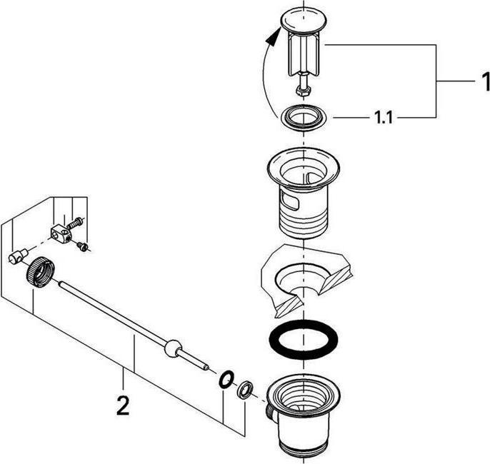 Produktbild Grohe Ablaufgarnitur 1 1/4Zoll 5 Stück chr
