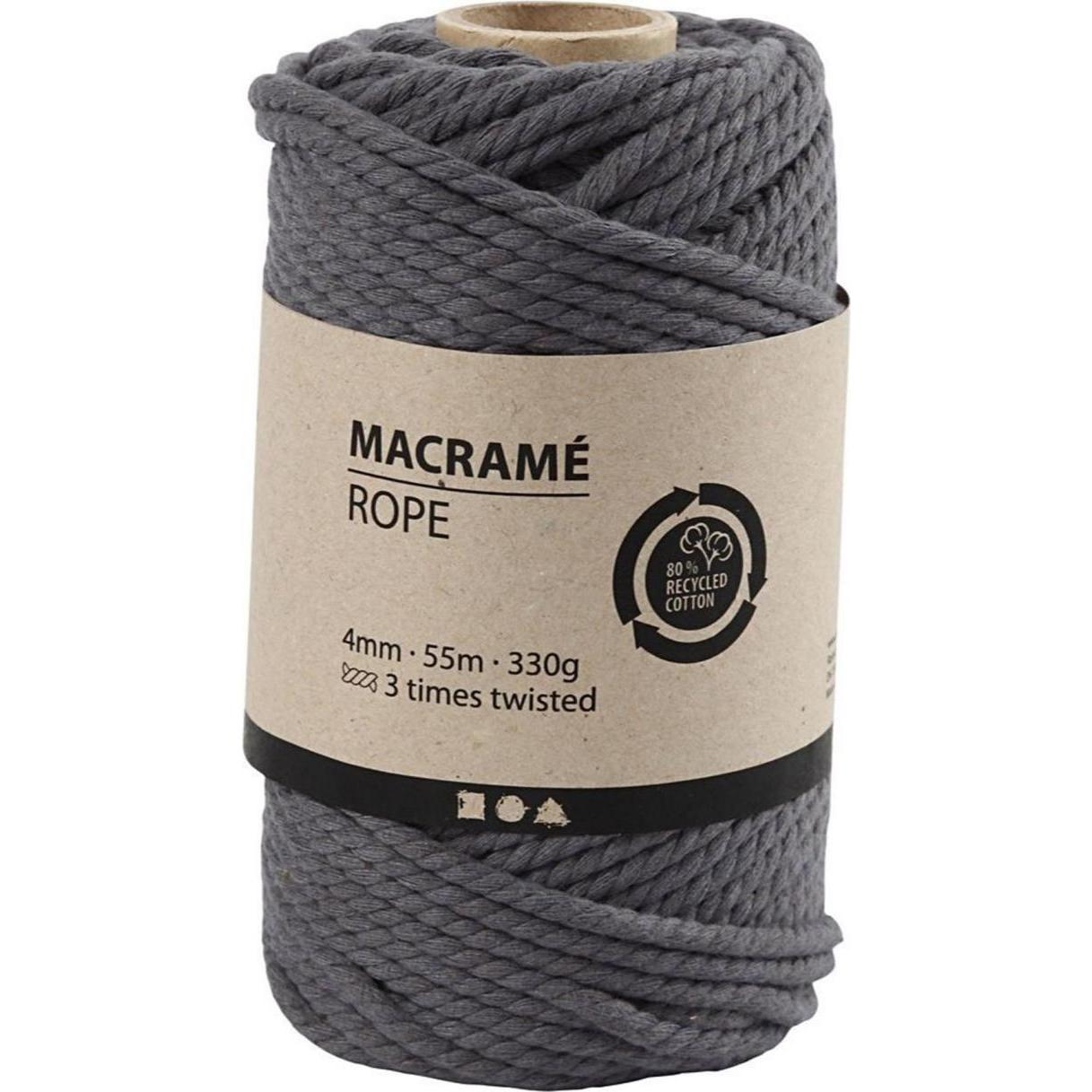 Creativ Company Makramé, Garn + Wolle, Grau