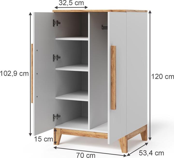 Produktbild VitaliSpa Kinderkleiderschrank Malia, Weiss/Artisan, 70 x 120 cm (70 cm)