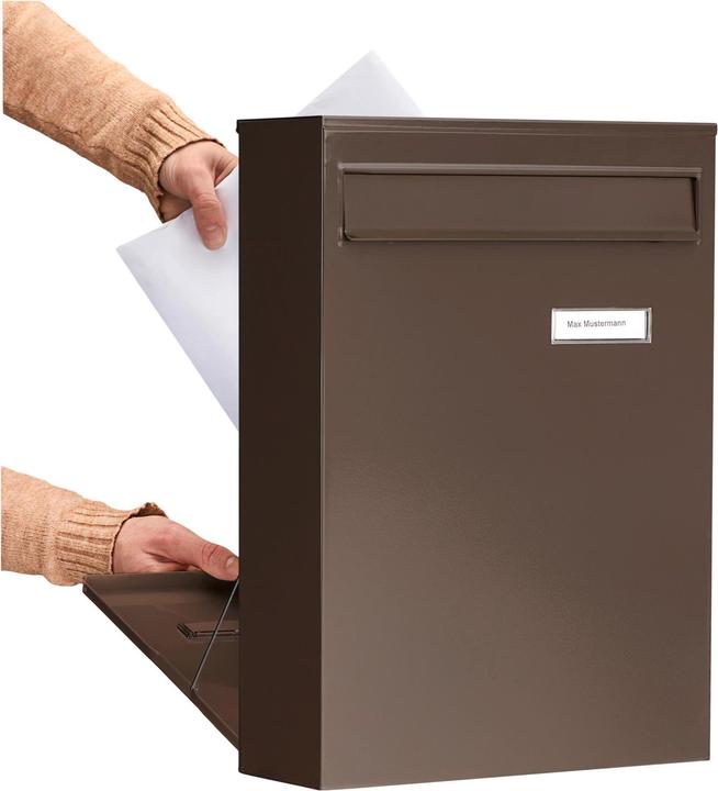 Actual product image Burg Wächter Fence letterbox powder-coated steel WxHxD 397/284/104 mm Leipzig brown 778 BR with Ö