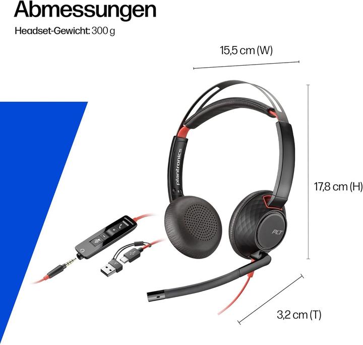 Actual product image Poly Blackwire 5220 Wired Headset (Cable, USB-A, Microsoft teams, Zoom)