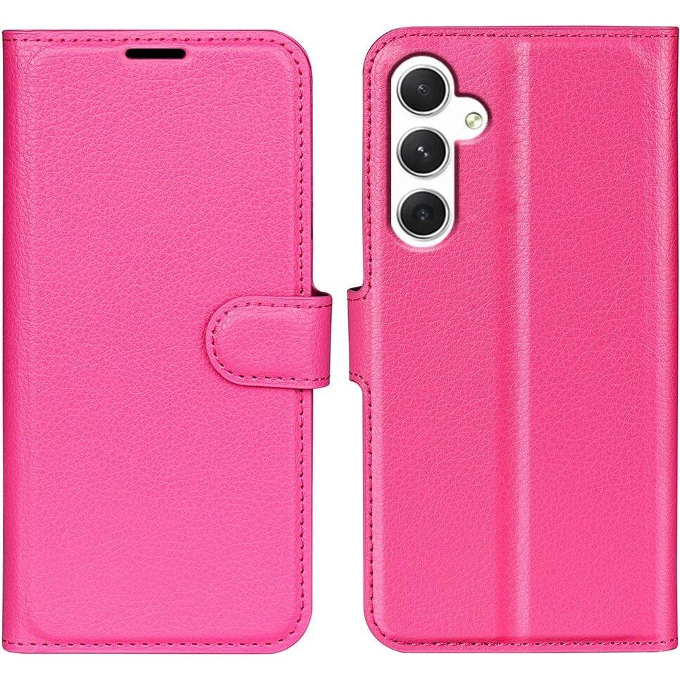 Cover-Discount Leder Etui Hülle pink (Samsung Galaxy S24), Smartphone Hülle, Pink