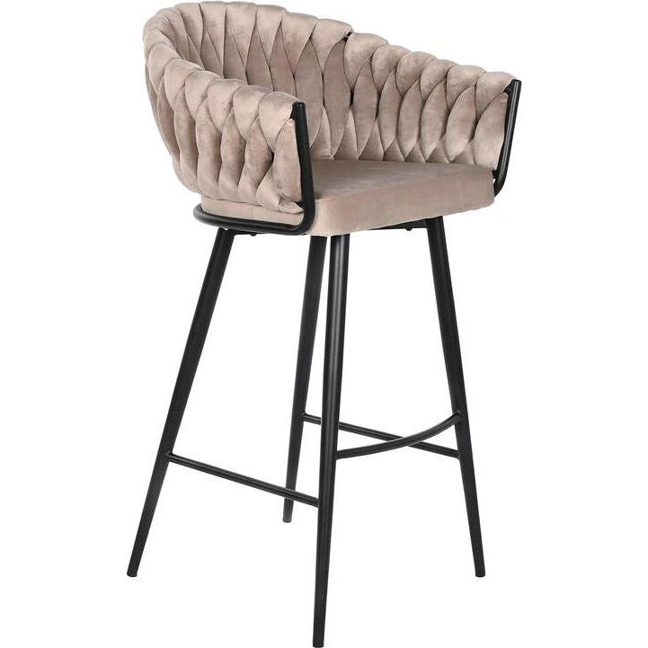 DKD Home Decor, Sgabello + Pouf, Stool Black Beige Metal 61 x 52 x 101 cm