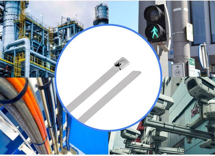 Produktbild Tru Components TC-12647584 Stahlkabelbinder 520 mm 7.9 mm AISI 304 100 St. (Metallkabelbinder, 520 mm, 100 Stk.)