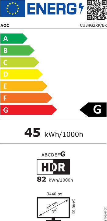 Energie-Label AOC CU34G2XP/BK (3440 x 1440 Pixel, 34")