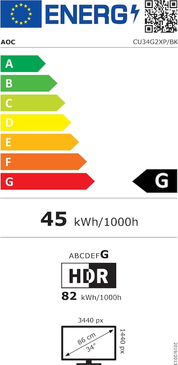 Energie-Label AOC CU34G2XP/BK (3440 x 1440 Pixel, 34")