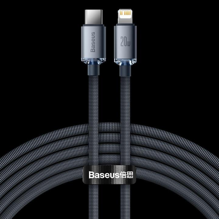 Actual product image Baseus Crystal Shine Series Fast Charging Data Cable Type-C to iP 20W 2m Black (2 m, USB 2.0, 20 W)