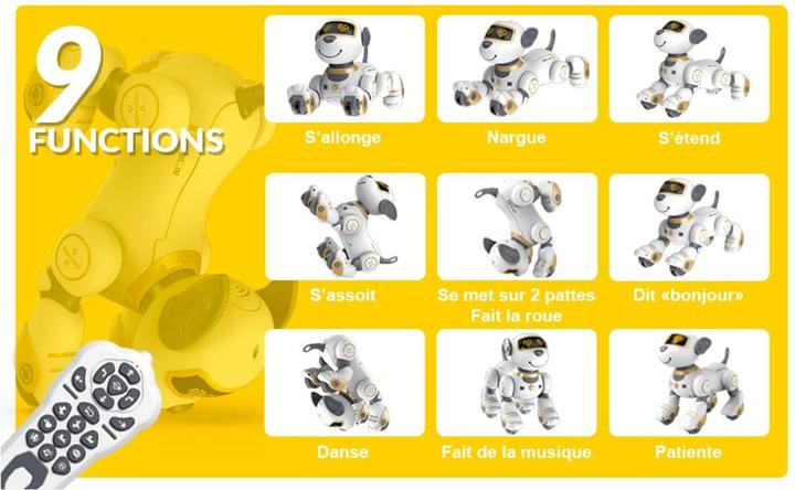 Image du produit VR Shinecon Chien animé télécommandé avec effets sonores et lumineux - Marcus