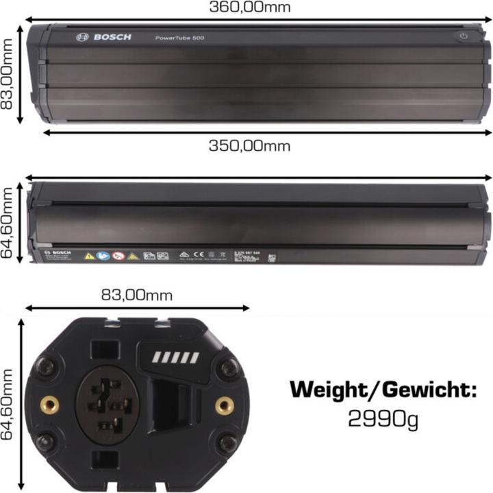 Produktbild Bosch eBike PowerTube 500 BBP281 / vertical (500 Wh)