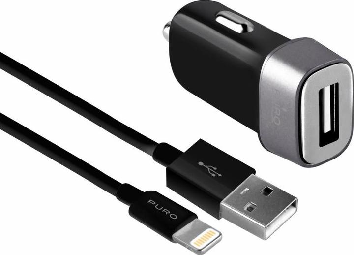 Puro Ładowarka sam. Mini 5V 1A 5W+cable Lightning MFi 1m czarny/black MCHUSBAPLTCBLK