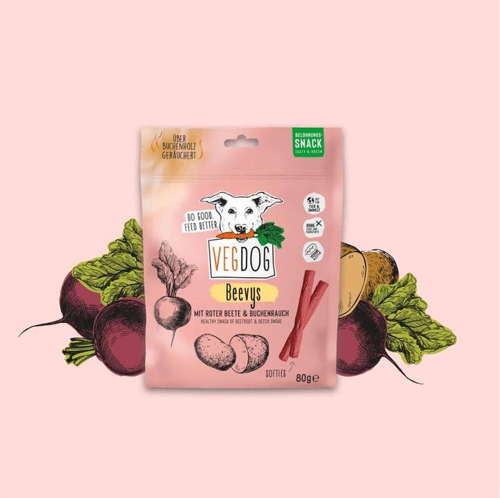 Actual product image Vegdog Beevys mit Roter Beete und Buchenrauch (Adult, 1 pcs., 80 g)
