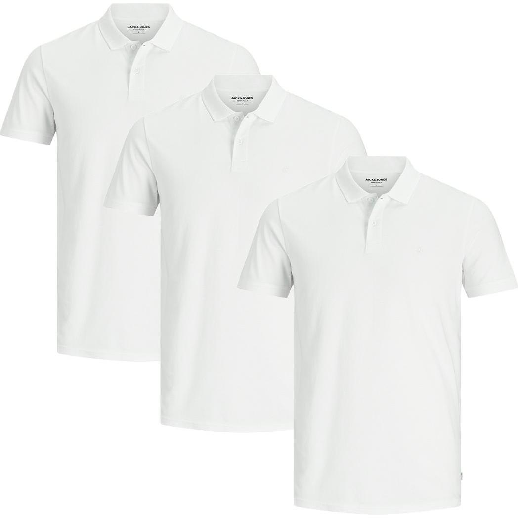 Jack & Jones, Herren, Shirt, 3er Pack Basic T-Shirt, Weiss, (XXL)