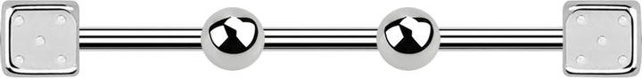 Produktbild Star Piercing Barbell silber zwei Kugeln mit zwei Würfel (Chirurgenstahl 316L, ohne Messing)