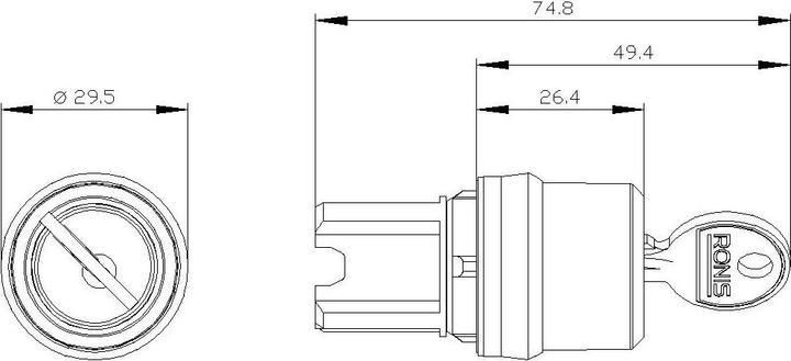 Actual product image Siemens Key switch 2-stage rectangular Ř22mm 3SU1050-4CF21-0AA0