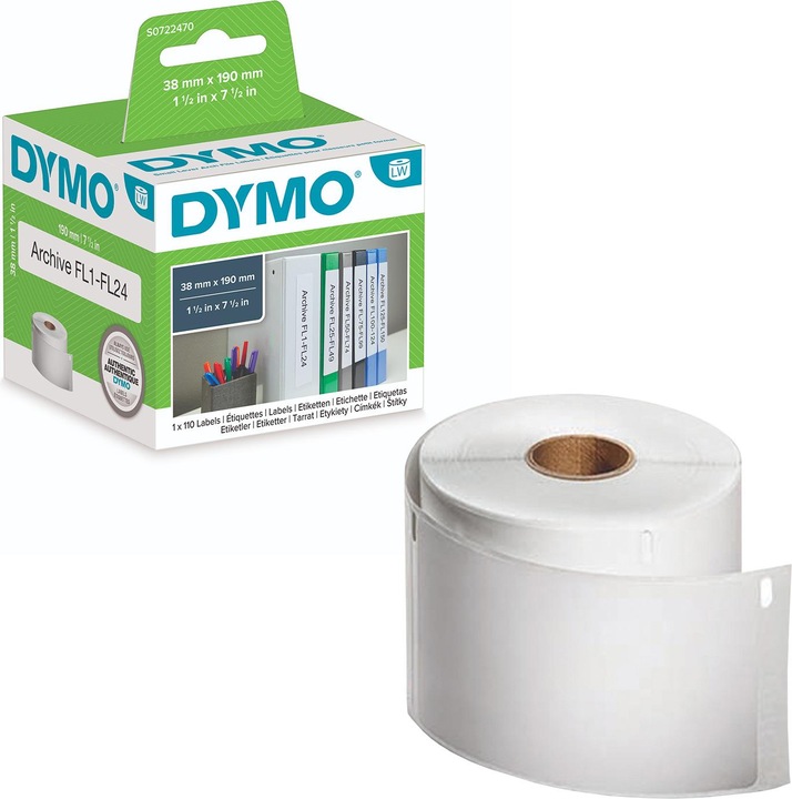 Actual product image Dymo S0722470 Folder labels narrow