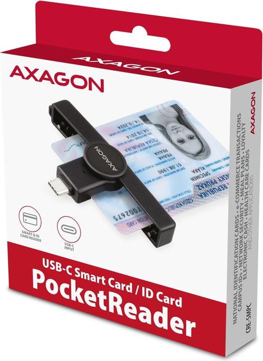 Produktbild Axagon CRE-SMPC USB-C Smart Card PocketReader (USB 2.0)