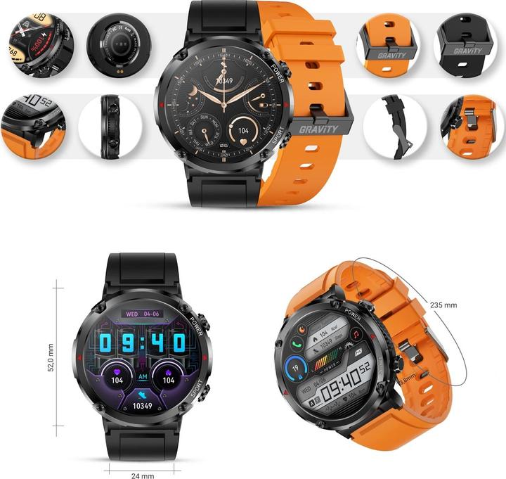 Produktbild Gravity GT21-2 Smartwatch + orangefarbenes Silikonarmband