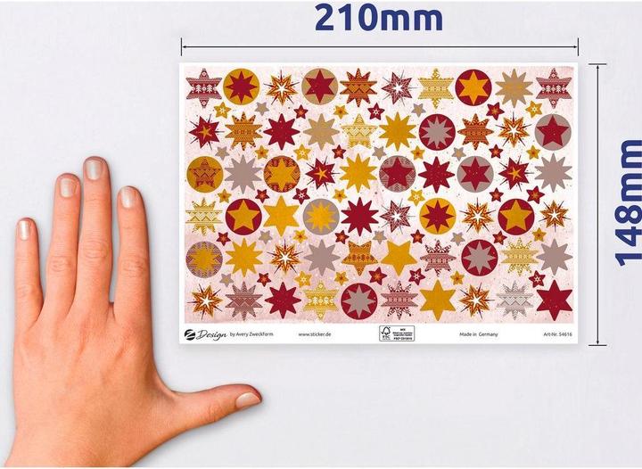 Actual product image Avery Motif Sticker Stars A5 2 pieces Multicoloured