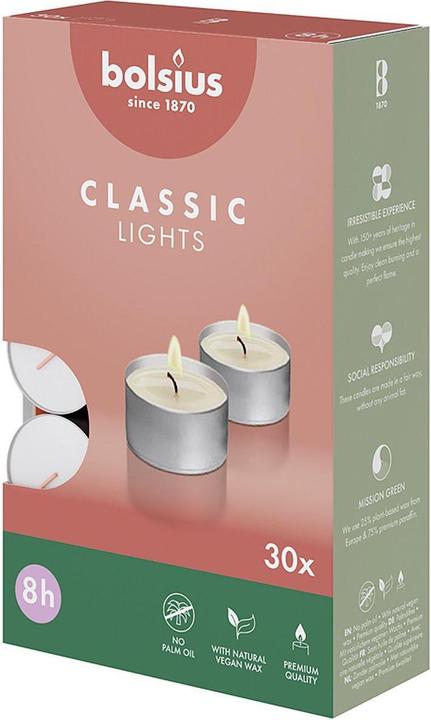 Immagine prodotto Bolsius Luci da tè 8h argento 30pz (30 pz.)