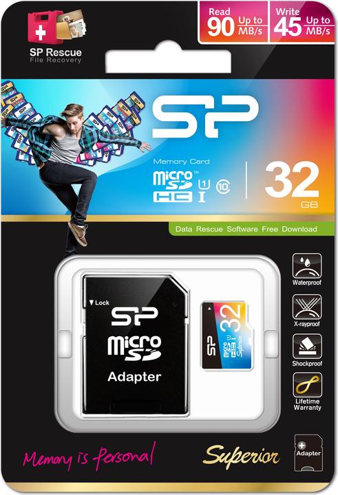 Immagine prodotto Silicon Power Superiore - Scheda di memoria flash (adattatore SD incluso) (32 GB, microSDHC, U1, UHS-I)