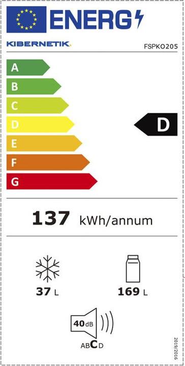 Energie-Label Kibernetik FSP Kühl GefrierKombination (205 l)