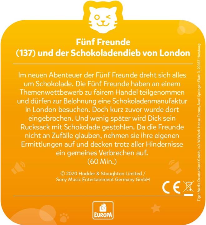 Immagine prodotto Tigermedia tigercard - Five Friends - Episodio 137: e il ladro di cioccolato di Londra (Tedesco)