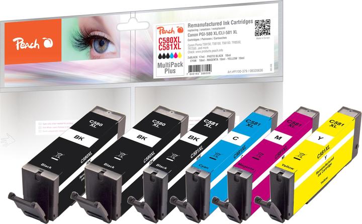 Produktbild Peach No. 580XL/581XL,PEA,Multi-Plus,REM,FW (BK, C, M, Y)