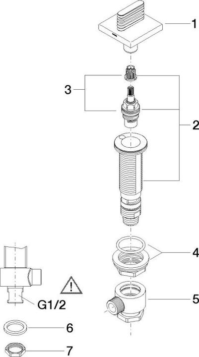Image du produit Dornbracht CL.1 valve latérale à fermeture gauche, chaude, 1/2/ avec structure WAVES, 20001706"