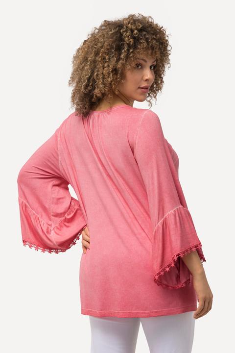 Produktbild Ulla Popken T-Shirt, cold dyed, Spitze, V-Ausschnitt, 3/4-Arm (46, 48)