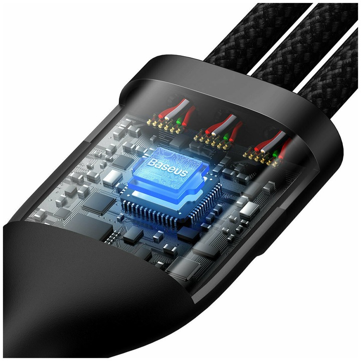 Produktbild Baseus 3in1 USB cable Flash Series, USB-C + micro USB + Lightning, 100W, 1.2m (black) (1.20 m, USB 3.2 Gen 1)