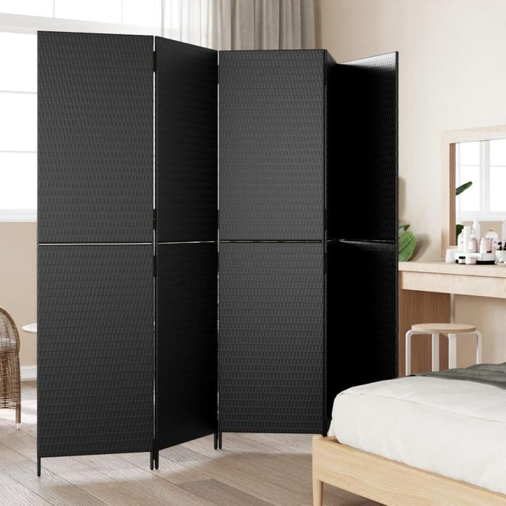 Immagine prodotto vidaXL Paravento 5 pezzi in poly rattan nero,Colore: Nero,Materiale